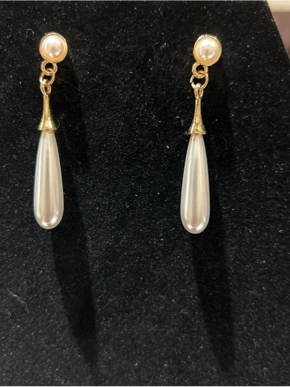 Gold color and faux Pearl Teardrop Drop stud Earrings - Women Jewelry